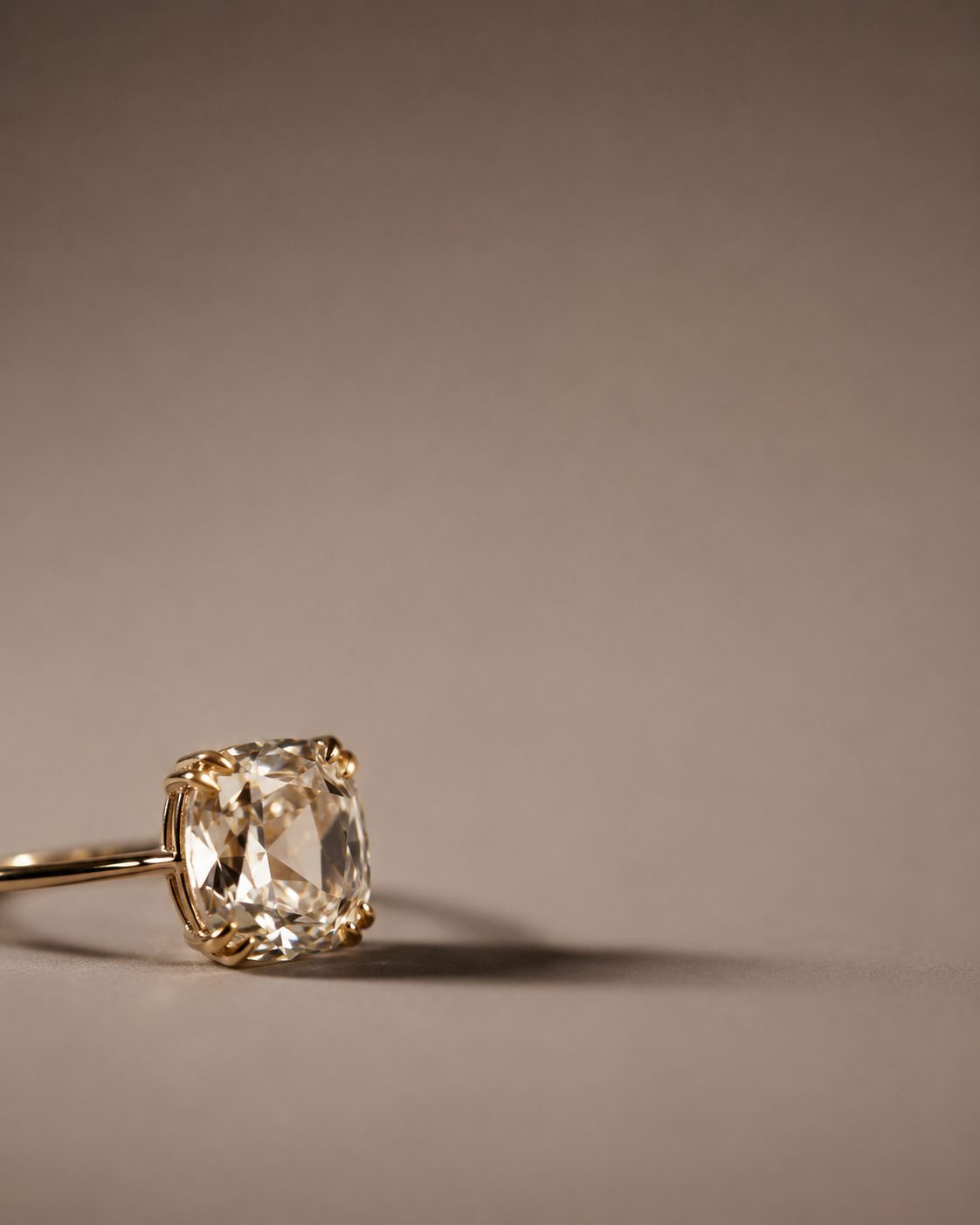 Old mine cut solitaire ring macro