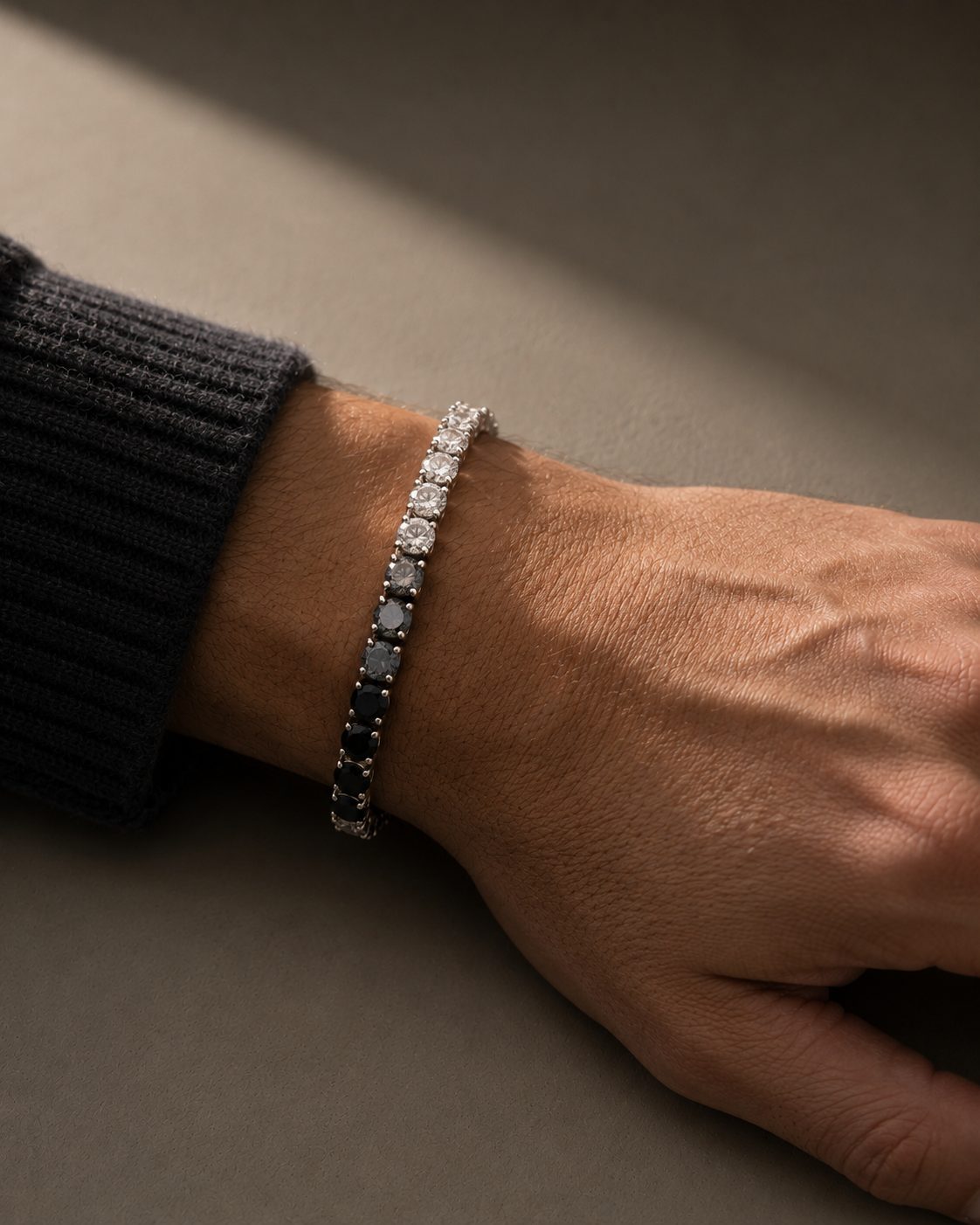Ombre Tennis Bracelet worn, man