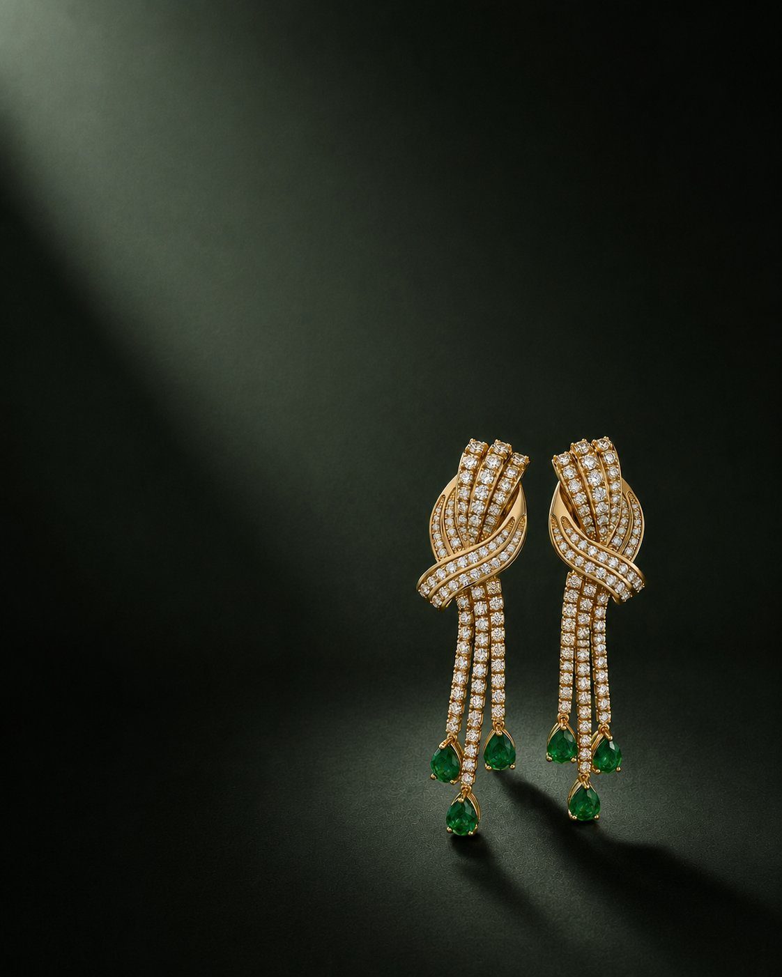 Custom diamond and emerald earrings