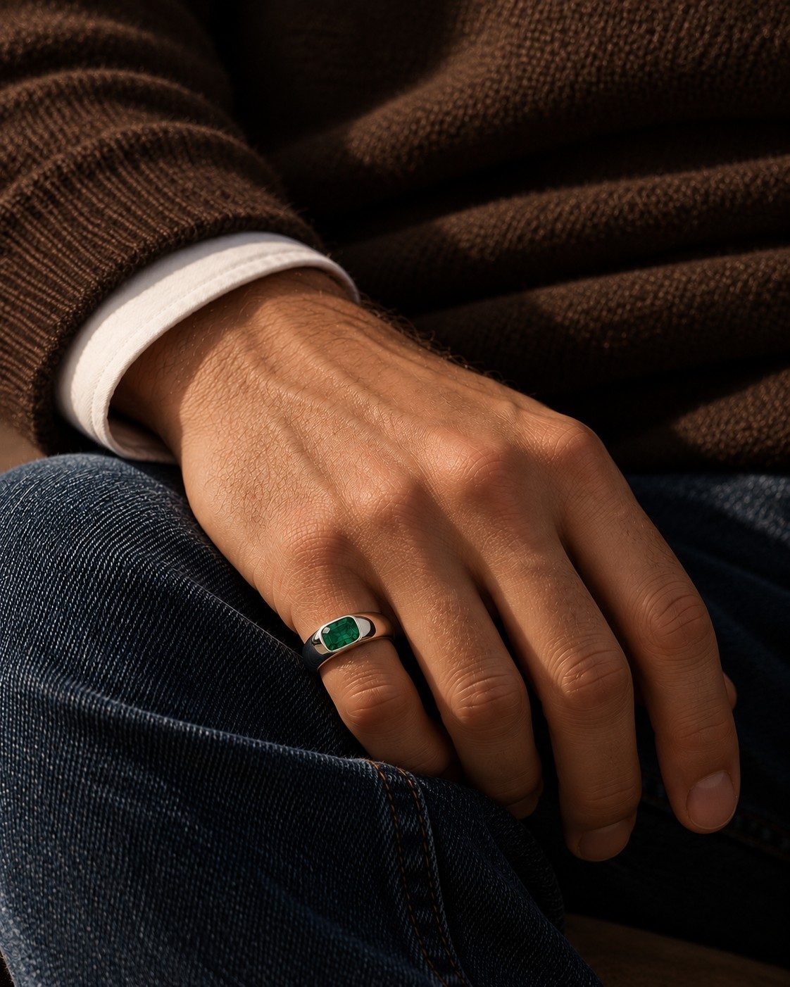 Trio Pinky Ring worn