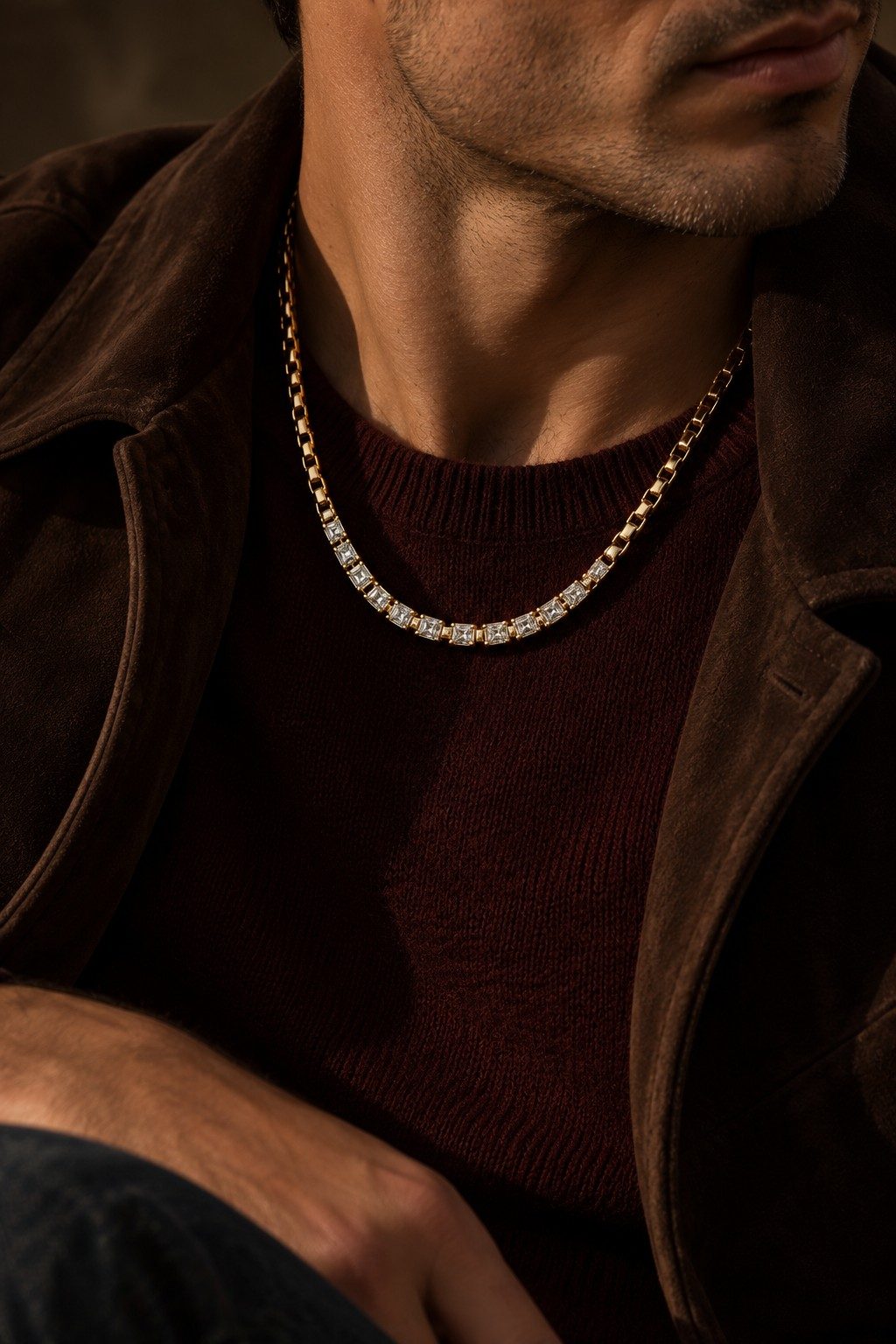 Prism Necklace worn, man