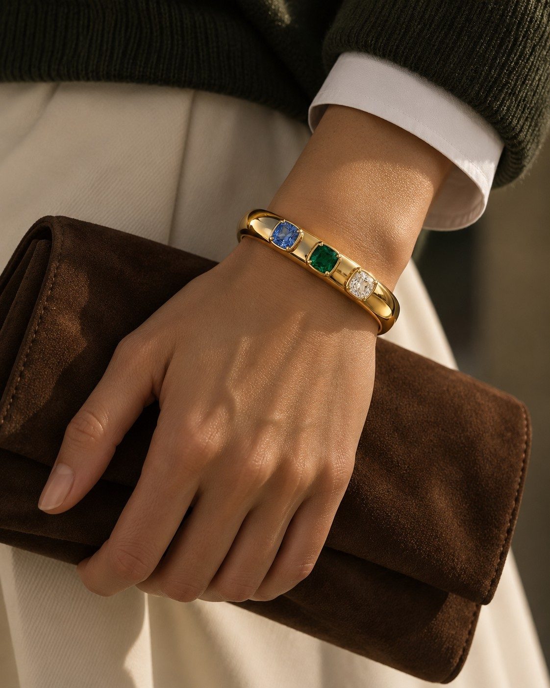 Jardin Cuff worn on a woman's wrist