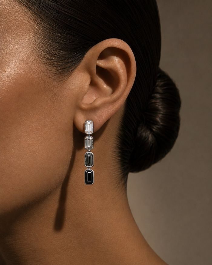Dégradé Drop Earring worn, woman