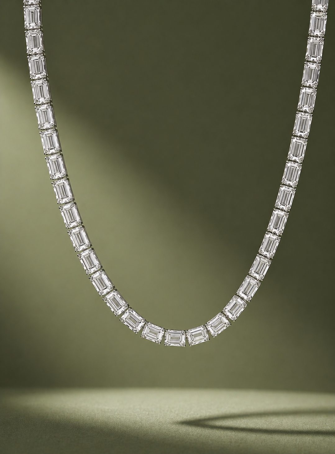 Emerald Cut Tennis Necklace