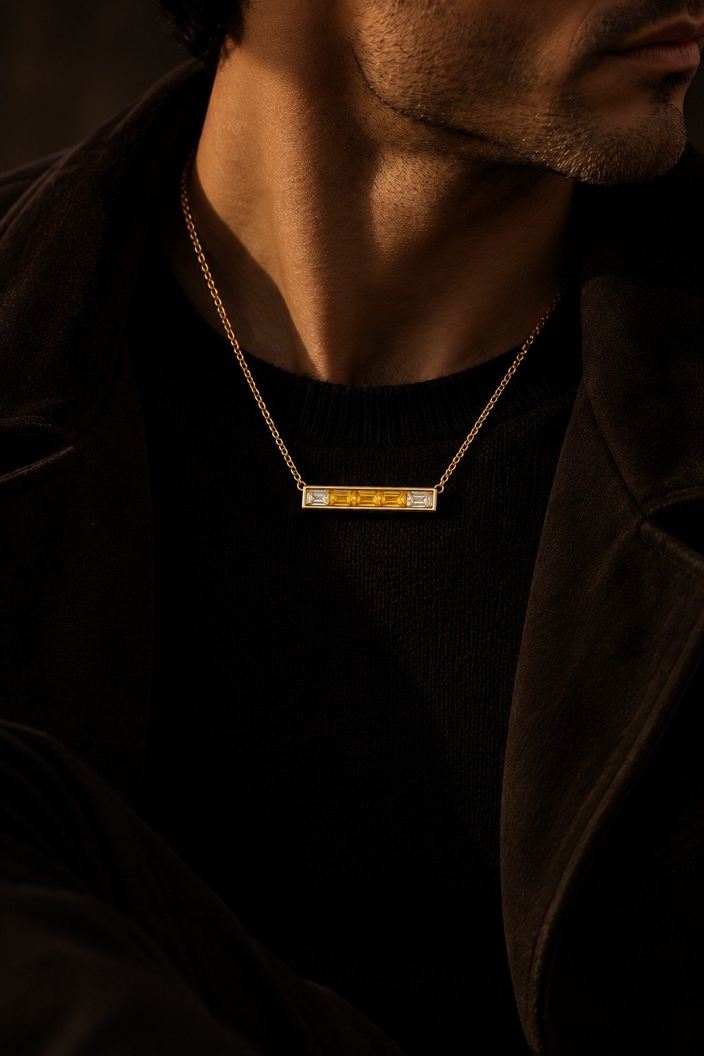 Ray Pendant worn, man